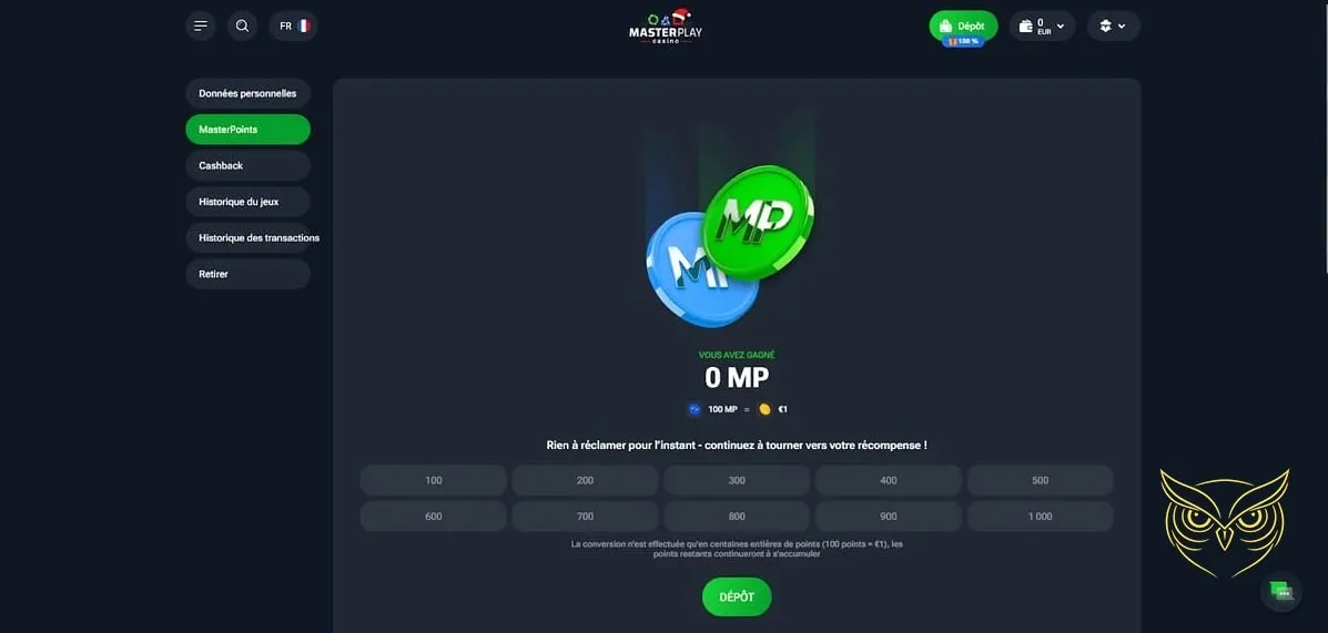 Icône options d'achats MasterPlay Casino