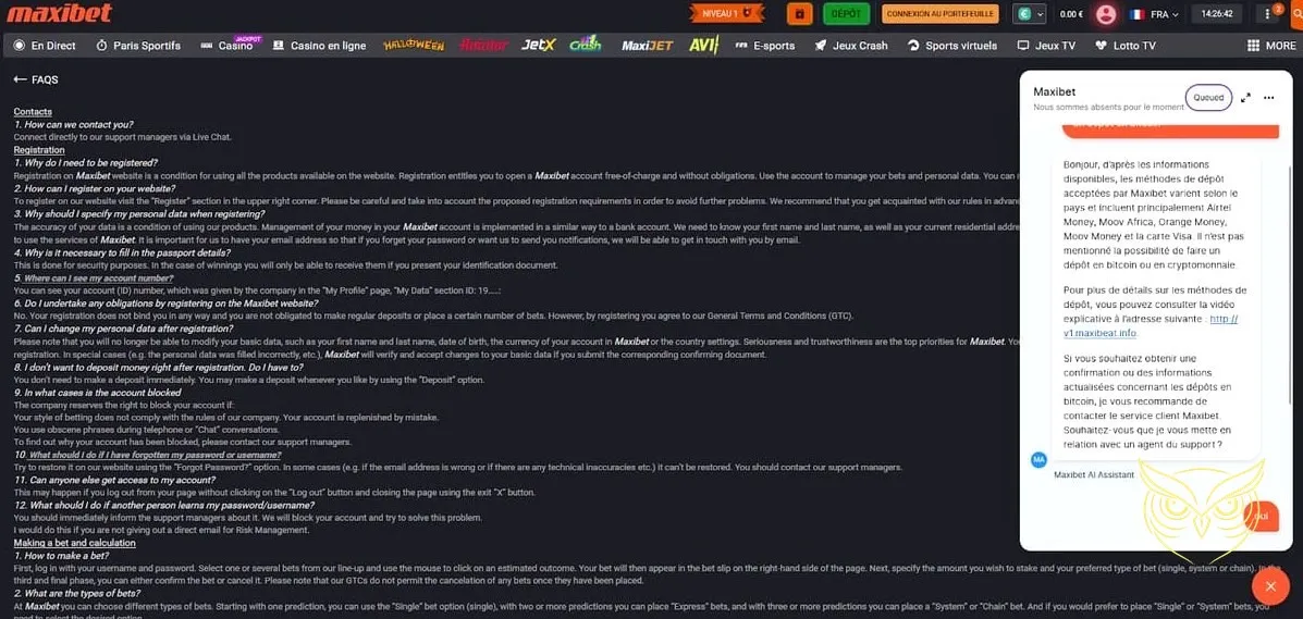 Icône de la page dépôt MaxiBet Casino