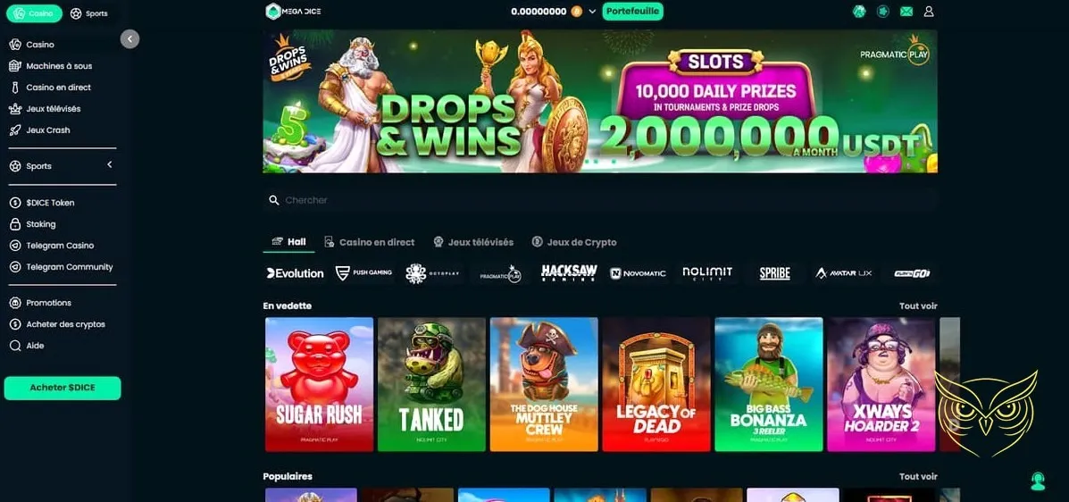 Bannière bonus de bienvenue Mega Dice Casino