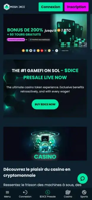 Icône application mobile Mega Dice Casino