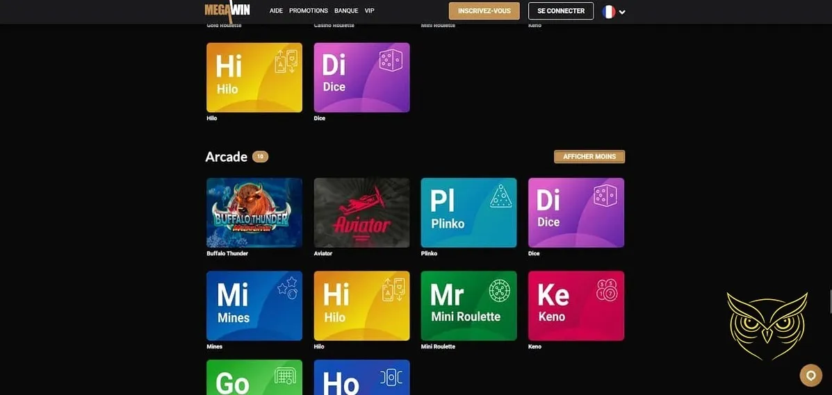 Section machines à sous Mega Win Casino