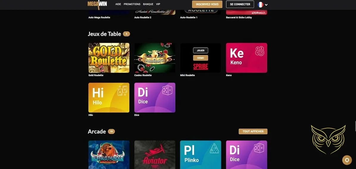 Icône jeux d'arcade Mega Win Casino