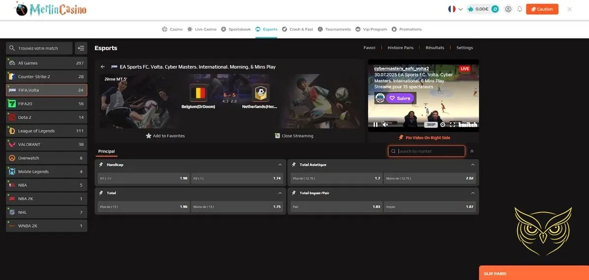 Icône des paris Esports sur Merlin Casino