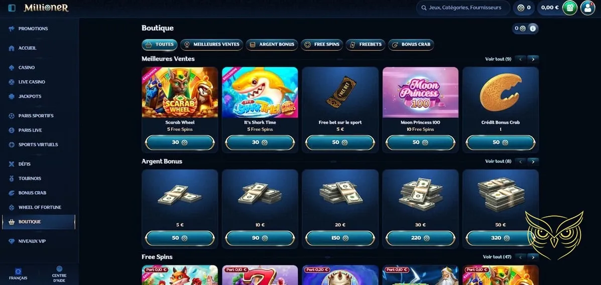 Section Casino Live du casino Millioner
