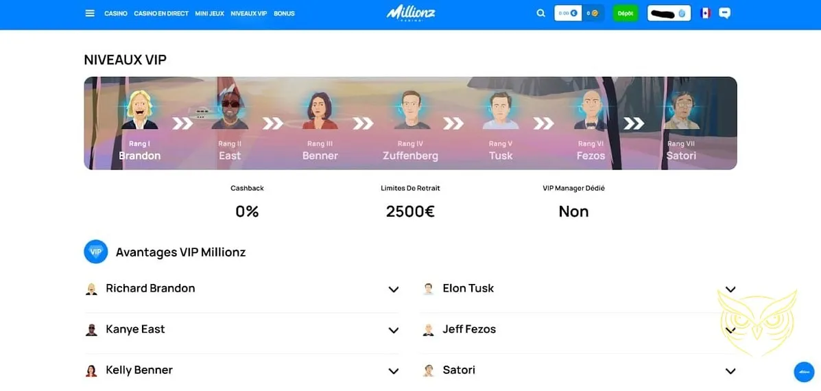 Bannière promotionnelle du bonus de bienvenue Millionz Casino