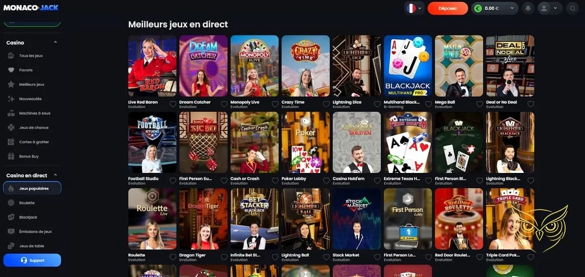 Icône pour les dépôts MonacoJack Casino