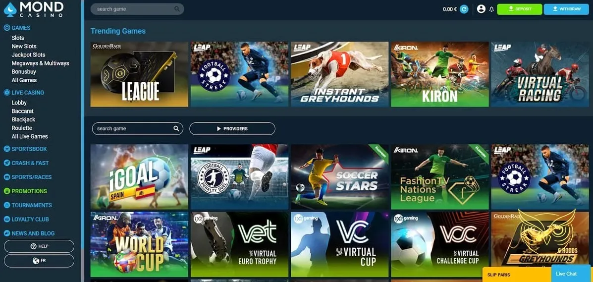 Mini-jeux et paris sportifs Mond Casino