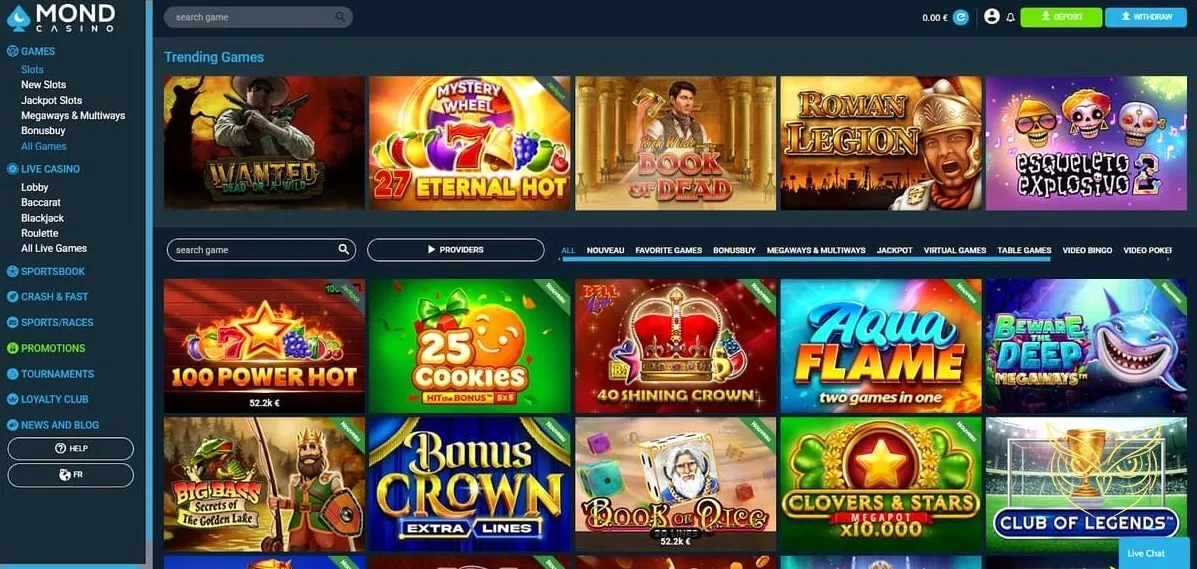 Ambiance du casino en direct Mond Casino