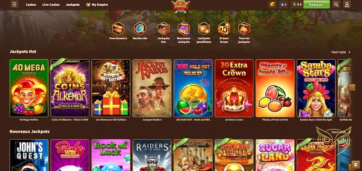 Écran d'inscription sécurisé du casino My Empire