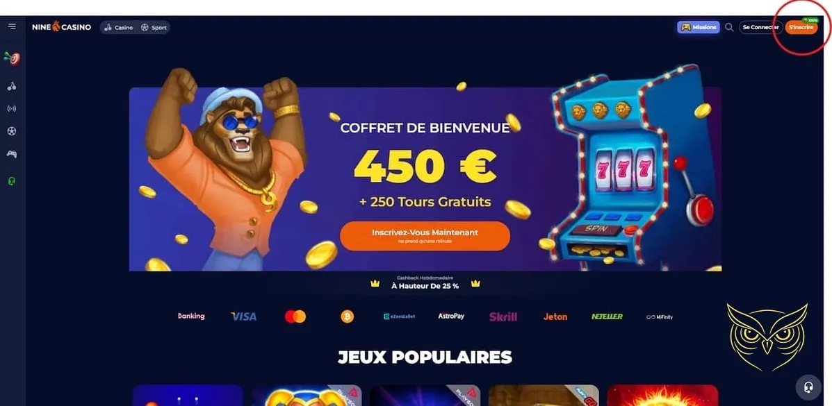 Assortiment de jeux à gratter Nine Casino