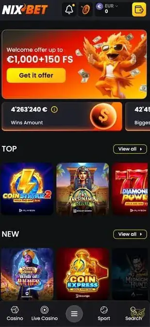 Icône de l'application mobile Nixbet Casino.