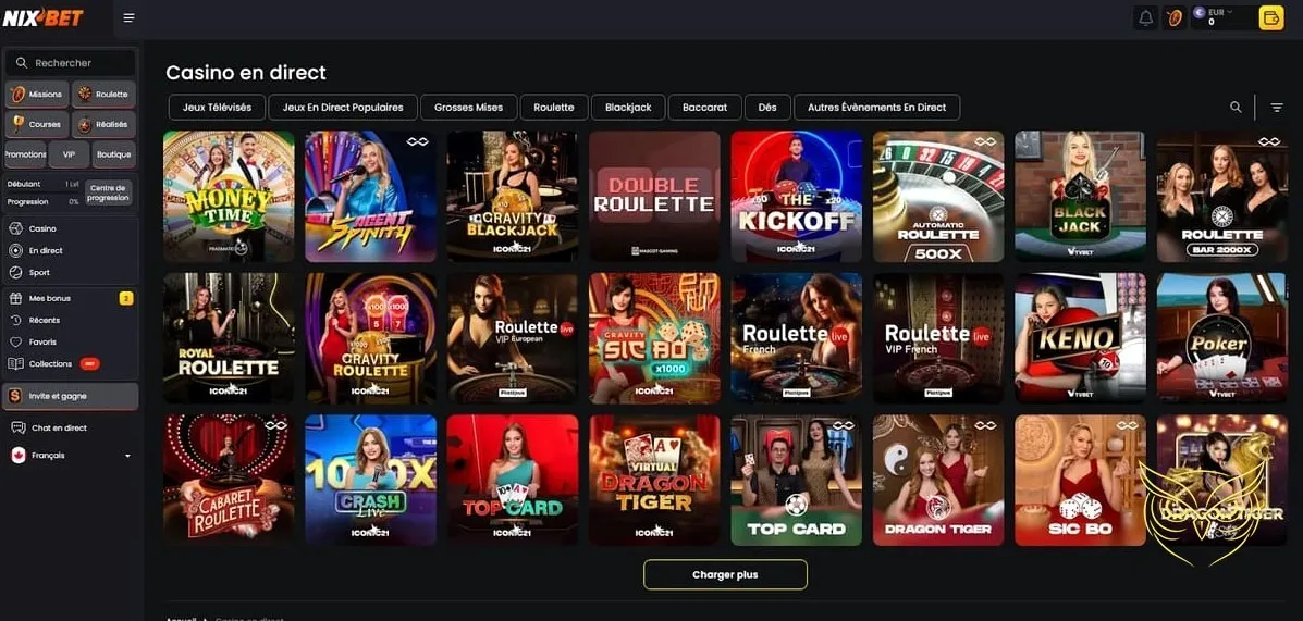 Vignette des mini-jeux Nixbet Casino.