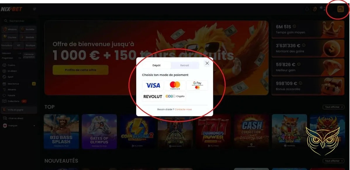 Image du casino live Nixbet Casino.