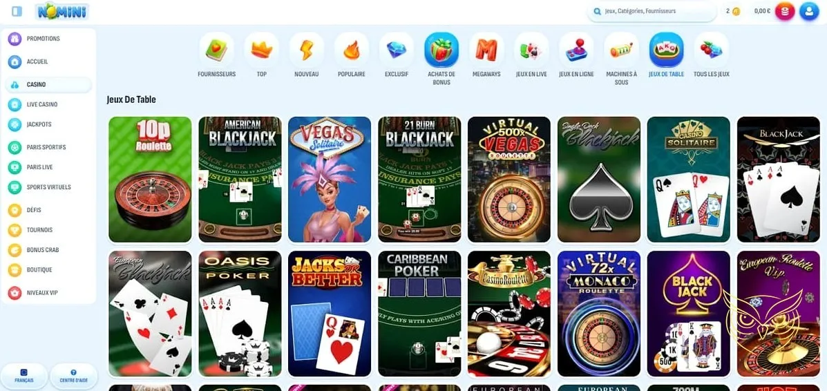 Détails du bonus premier dépôt Nomini Casino