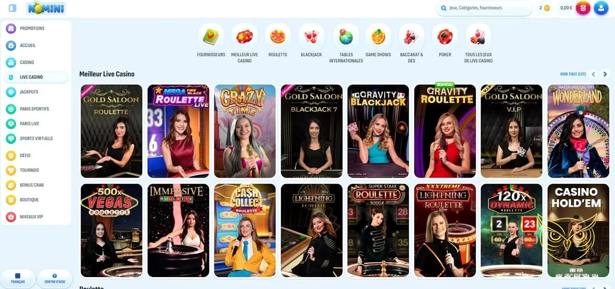 Icône de la section défis du casino Nomini.