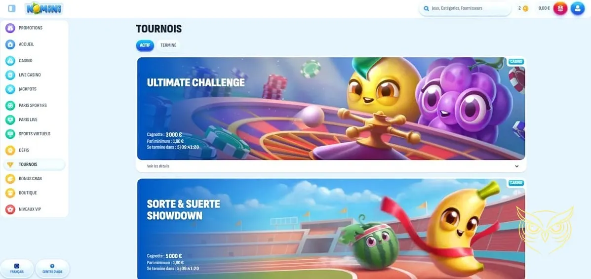 Icône du centre d'aide du casino Nomini.