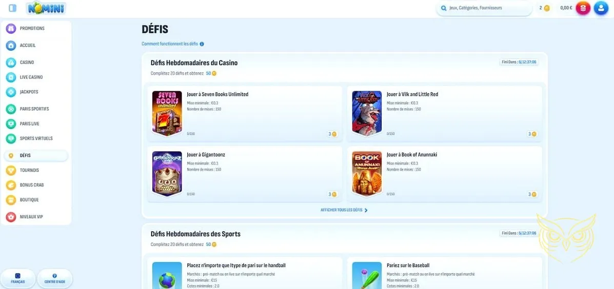 Plateforme de paris e-sport Nomini Casino