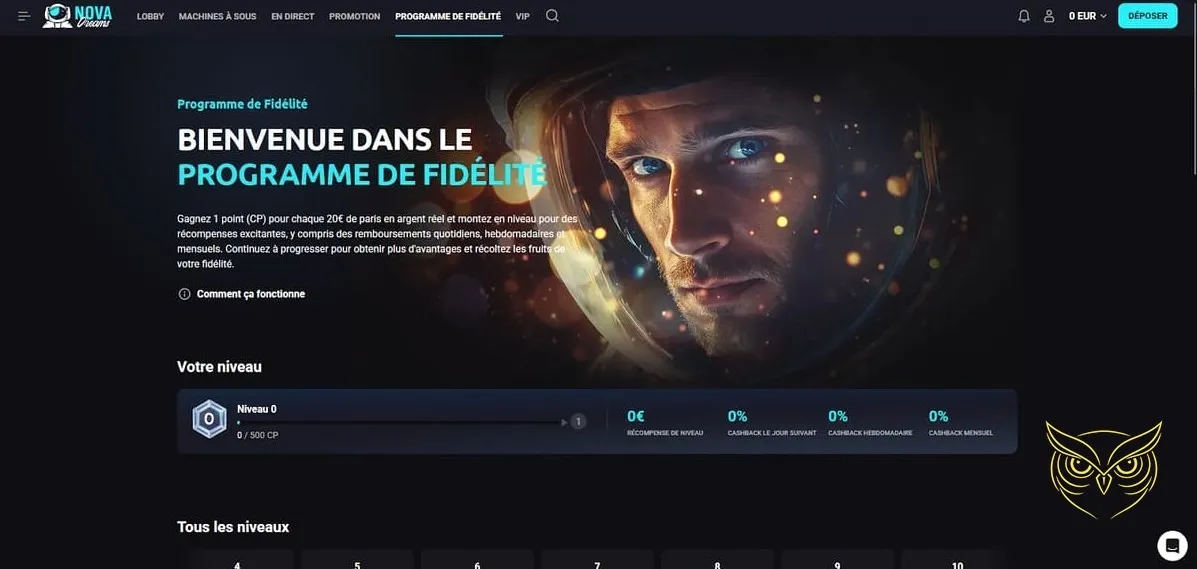 Icône du formulaire d'inscription NovaDreams Casino.