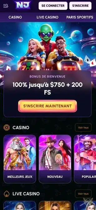 Capture d'écran de l'application Novajackpot Casino