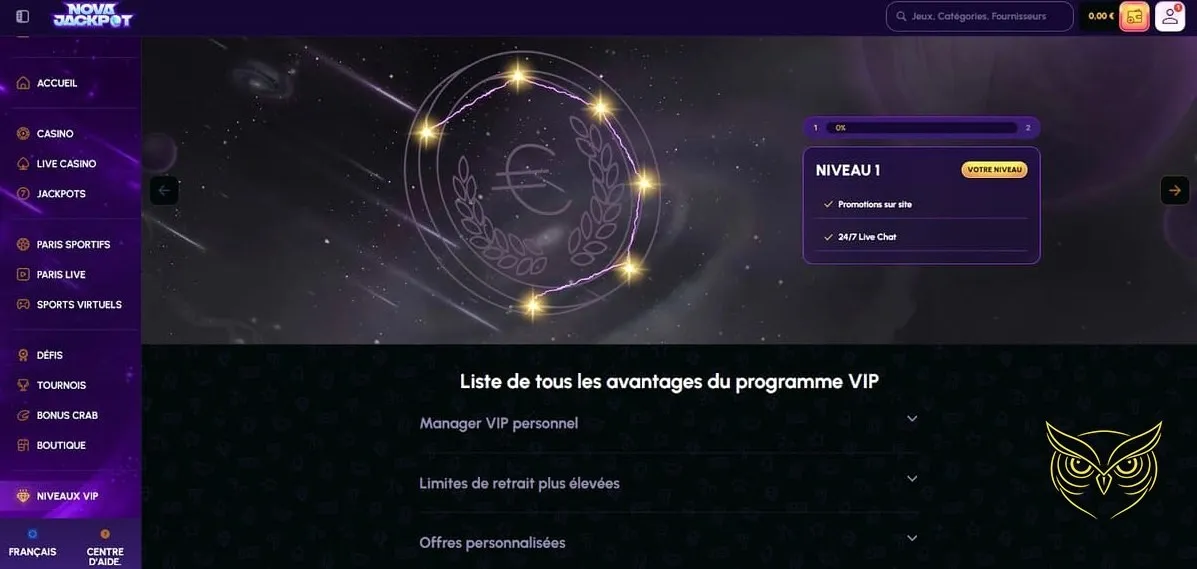 Icône de la section défis du casino NovaJackpot