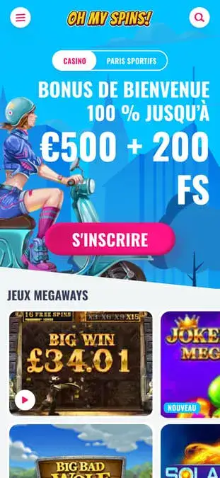 Icône de l'application mobile OhMySpins Casino.
