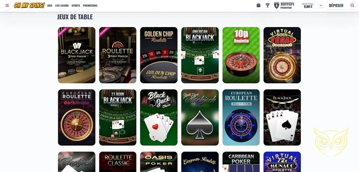 Icône de la page des promotions OhMySpins Casino.