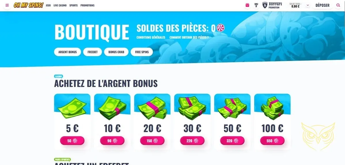 Icône des paris sportifs live OhMySpins Casino.