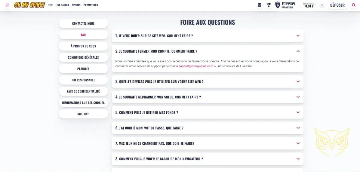 Bannière du bonus de bienvenue OhMySpins Casino.