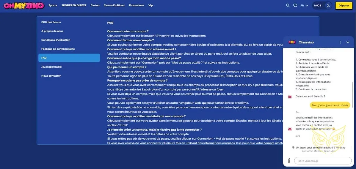 Icône options de dépôt OhMyZino Casino