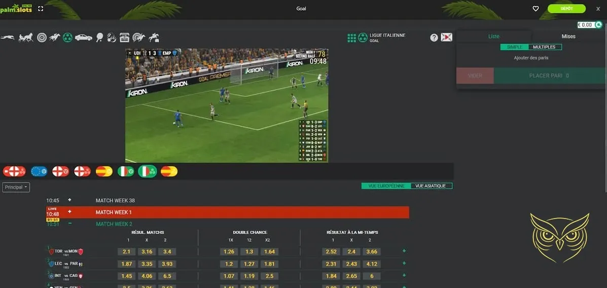 Bouton de dépôt des fonds sur Palm Slots Casino