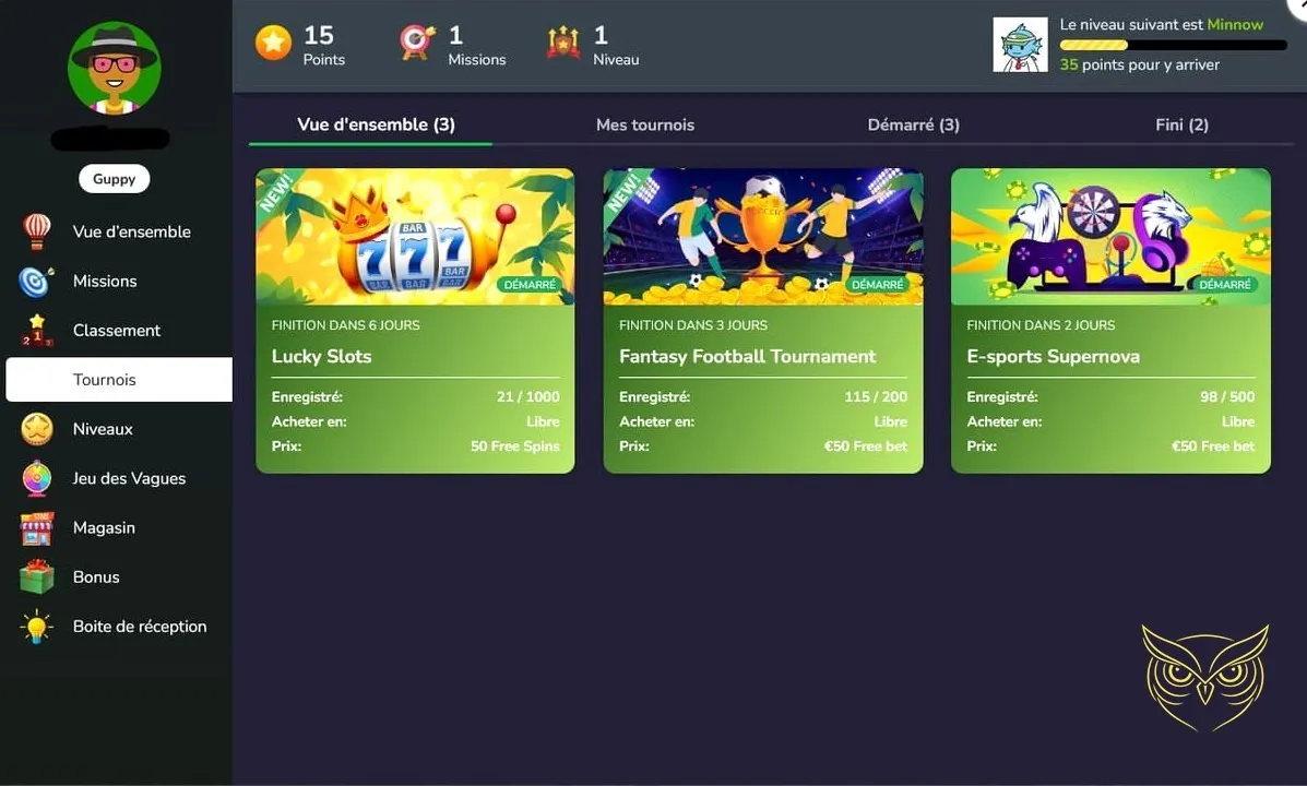 Bouton ou formulaire d'inscription Palm Slots Casino