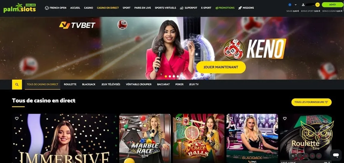 Plateforme paris sportifs Palm Slots Casino