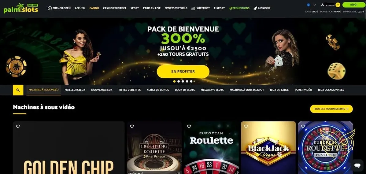 Section autres promotions Palm Slots Casino