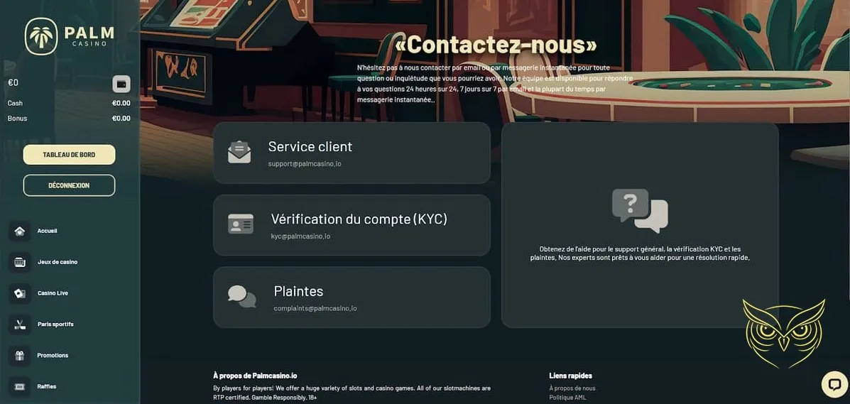 Icône du service client Palm Casino