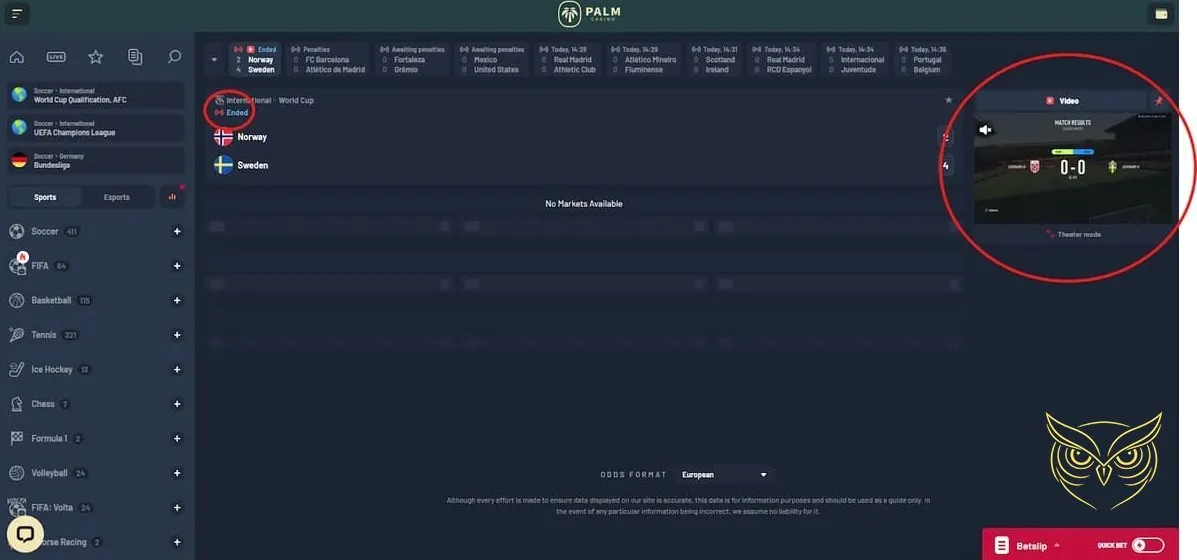 Formulaire d'inscription au casino Palm