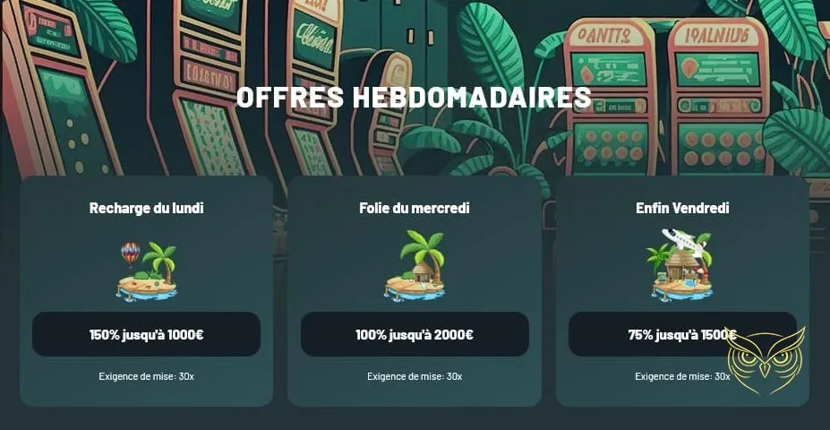 Bannière du bonus de bienvenue Palm Casino