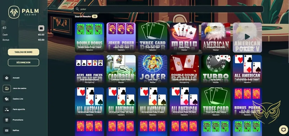 Icône de la section raffles Palm Casino