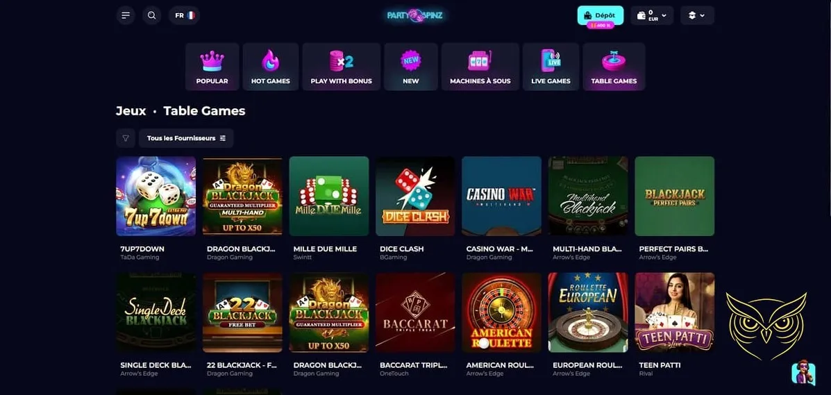 Section casino live PartySpinz Casino