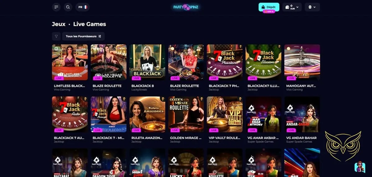 Offre pack de bienvenue PartySpinz Casino