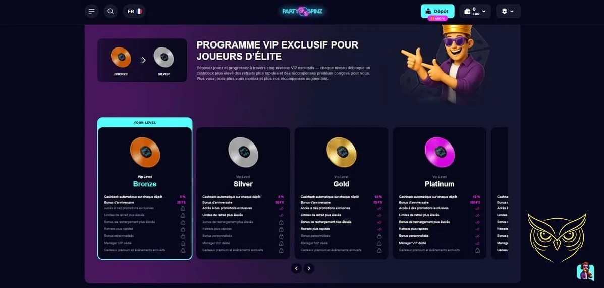 Options de dépôt du casino PartySpinz