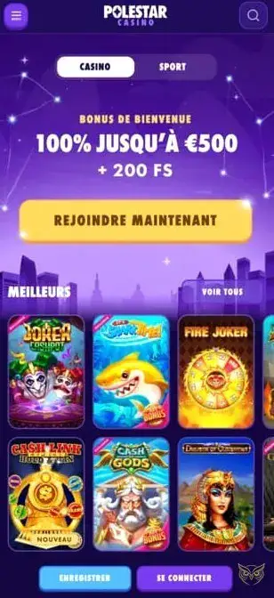 Capture d'écran de l'application Polestar Casino