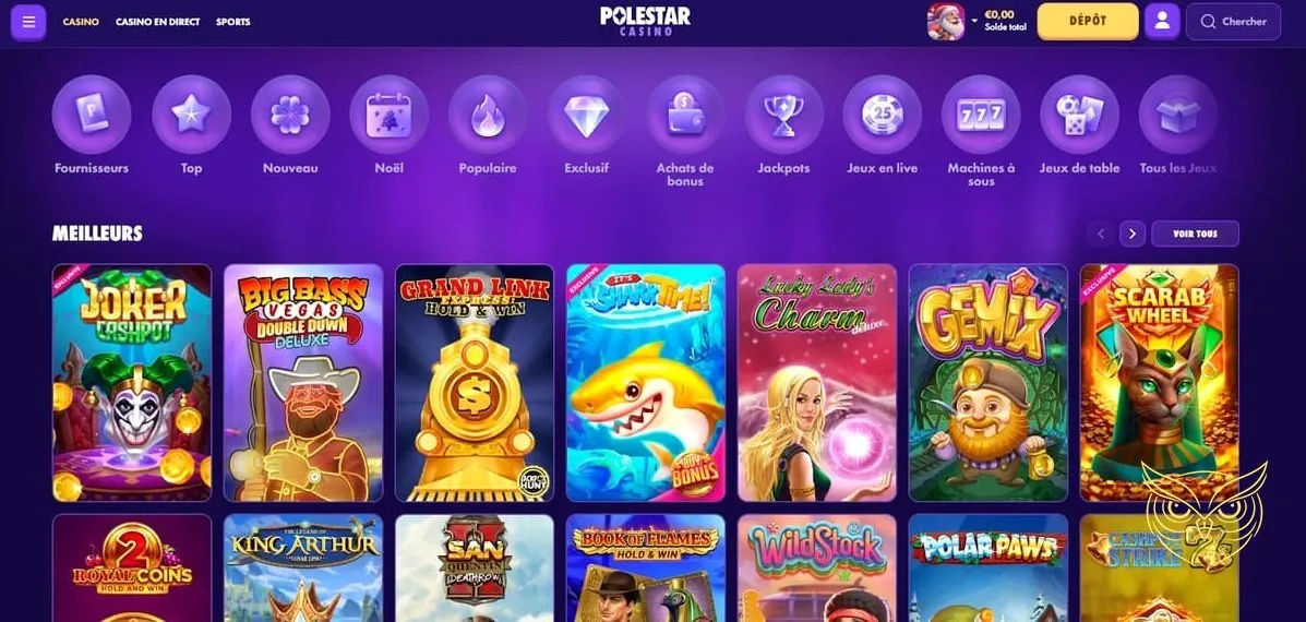 Interface de la section paris sportifs Polestar