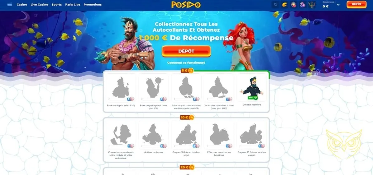 Écran de choix de langue pour l'inscription Posido.