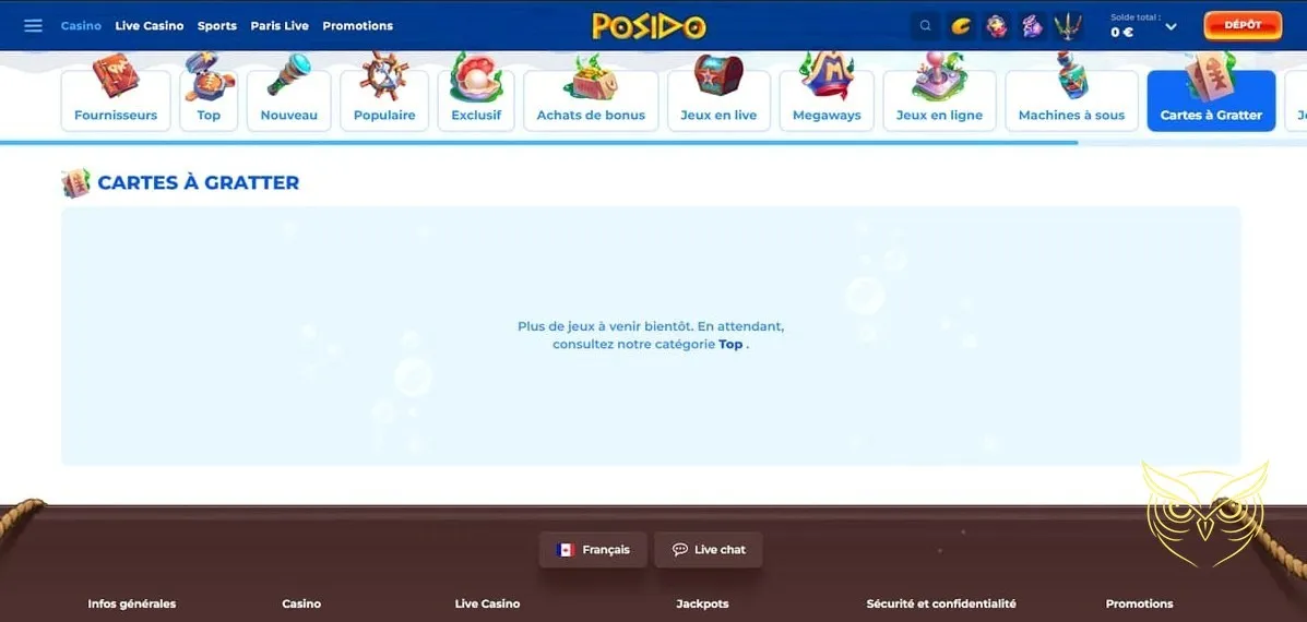 Section du casino en direct Posido