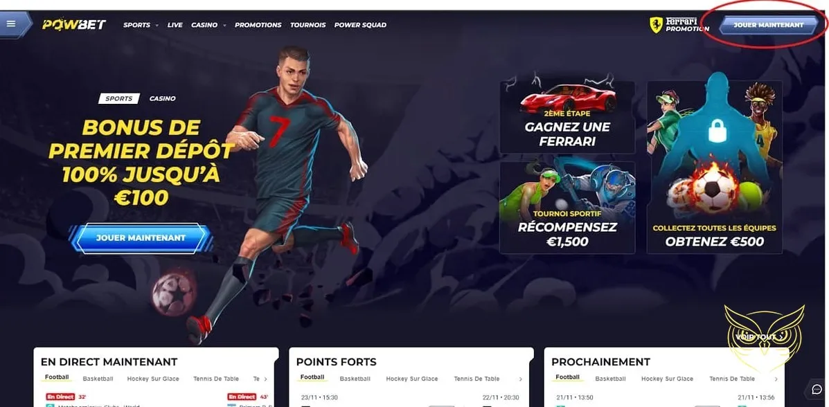 Section dédiée aux sports virtuels Powbet