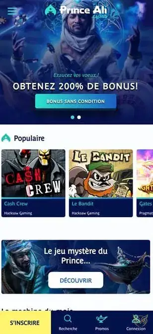 Capture d'écran de l'application Prince Ali Casino
