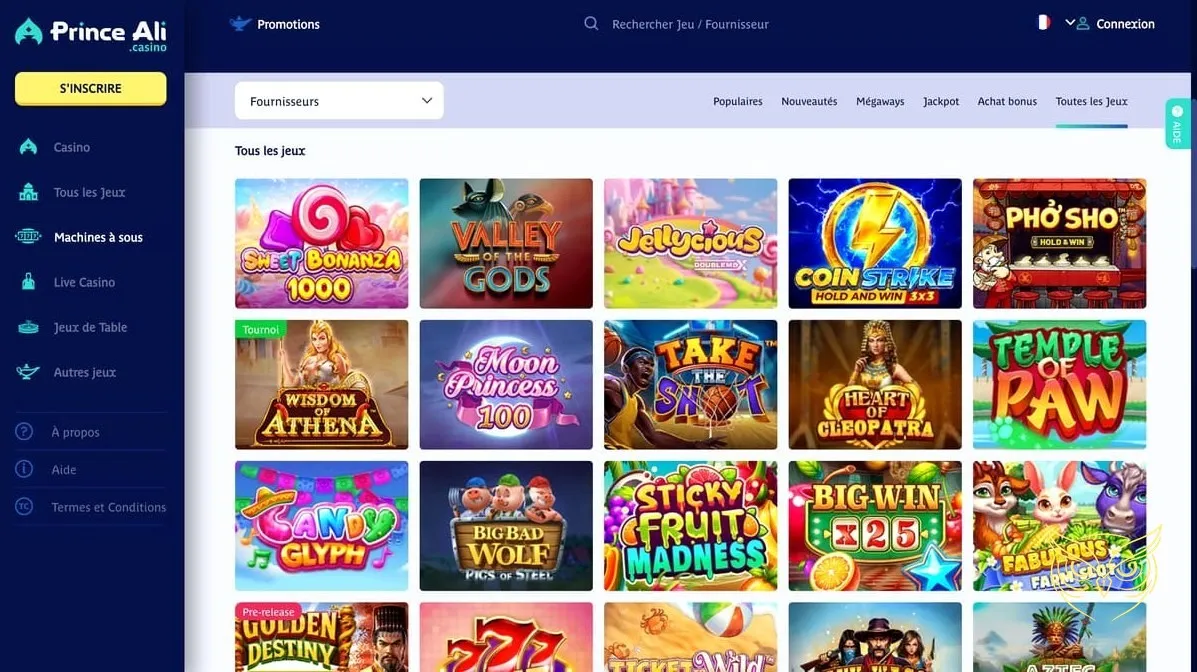 Bouton de connexion au compte Prince Ali casino