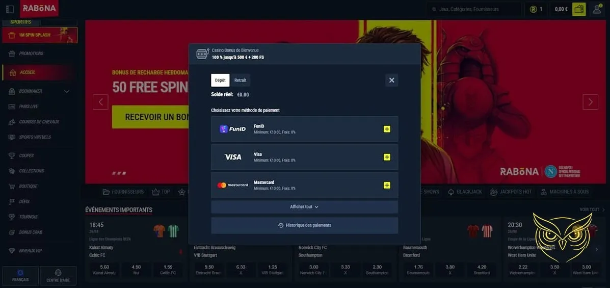 Sélection de jeux live Rabona Casino