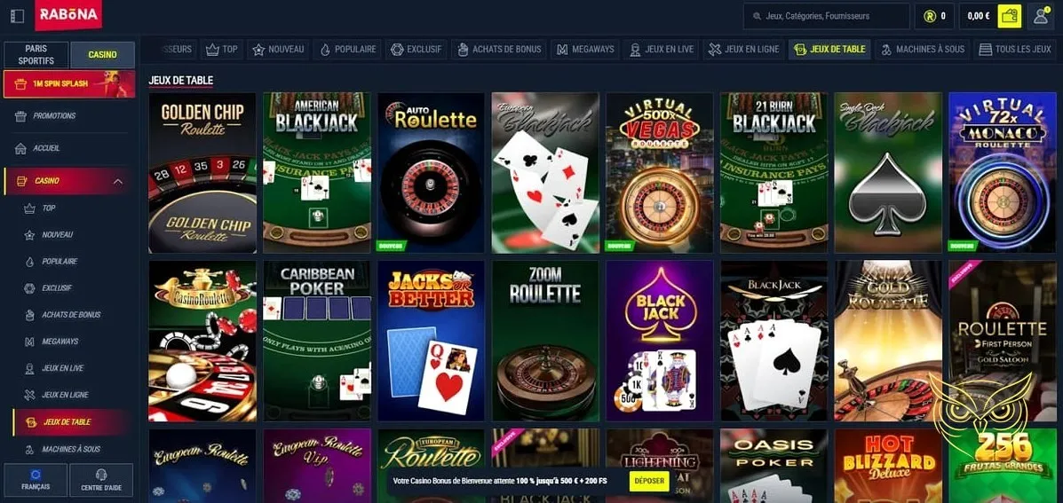 Détails du bonus premier dépôt Rabona Casino