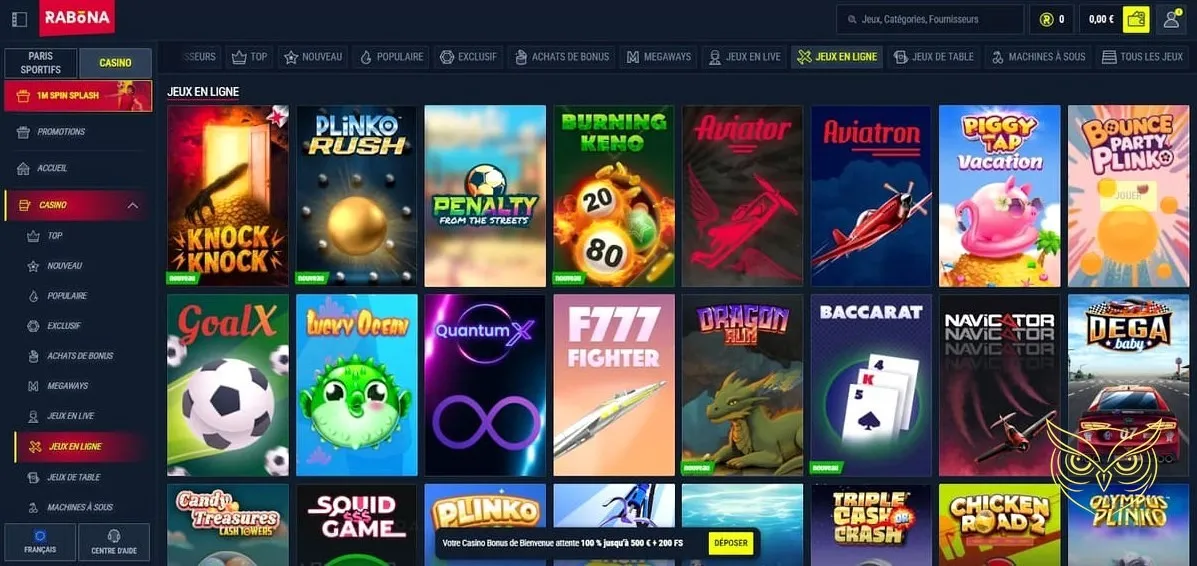 Section promotions du casino Rabona